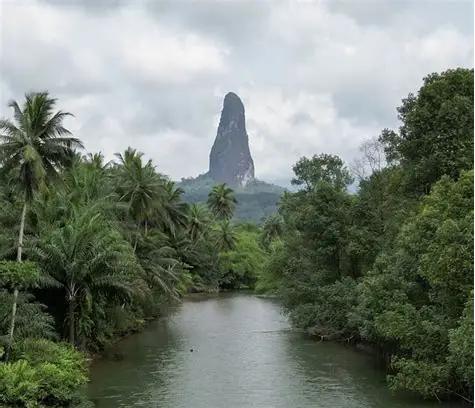 Pico Cão Grande sobre a floresta, São Tomé